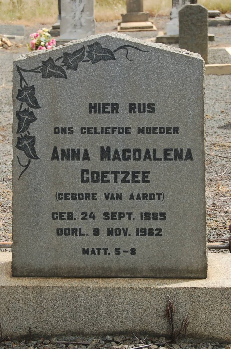 COETZEE Anna Magdalena nee VAN AARDT 1885-1962