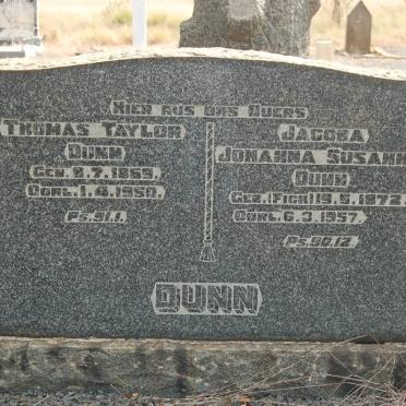 DUNN Thomas Taylor 1869-1950 &amp; Jacoba Johanna Susanna FICK 1872-1957