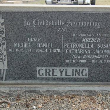 GREYLING Michiel Daniel 1894-1975 &amp; Petronella Susanna Catharina Jacomina BADENHORST 1908-1970