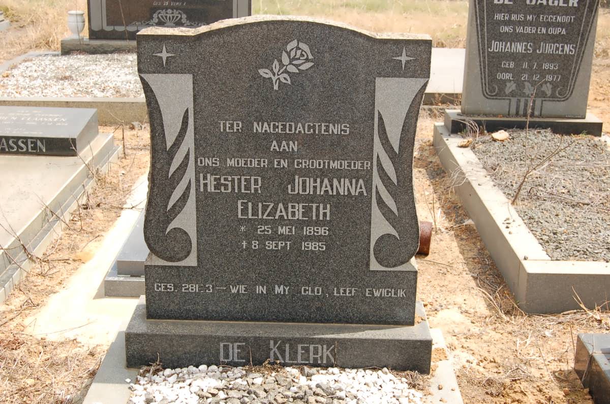 KLERK Hester Johanna Elizabeth, de 1896-1985