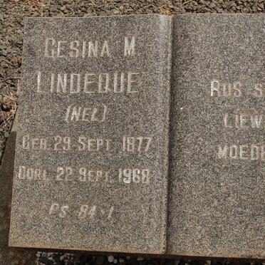 LINDEQUE Gesina M. nee NEL 1877-1968