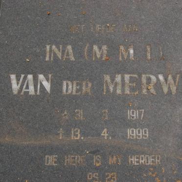 MERWE M.M.I., van der 1917-1999