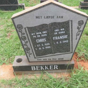 BEKKER Chris 1935-1996 &amp; Fransie 1940-