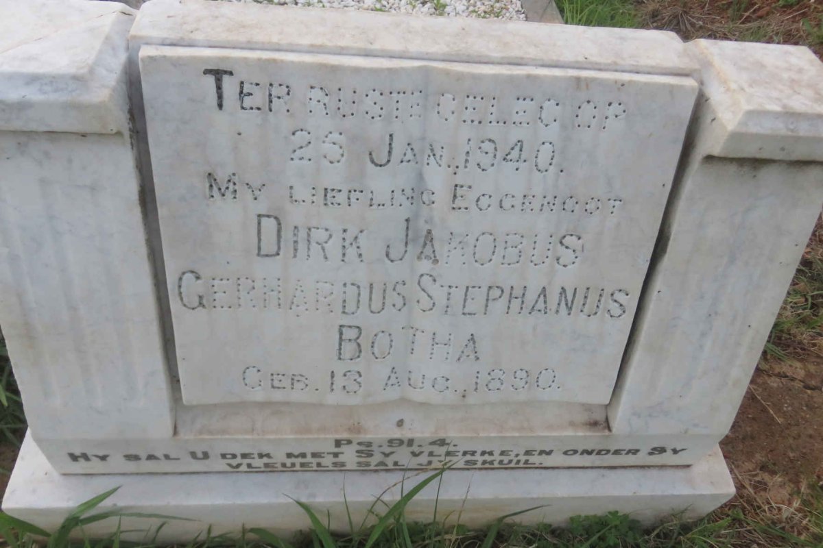 BOTHA Dirk Jakobus Gerhardus Stephanus 1890-1940 &amp; Wilhelmina Hart BROWNE 1900-1966