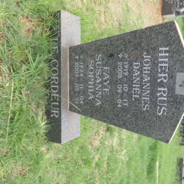 CORDEUR Johannes Daniel, le 1919-2008 &amp; Faye Susanna Sophia 1924-2005