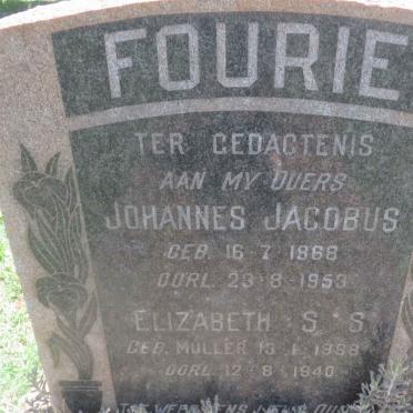 FOURIE Johannes Jacobus 1868-1953 &amp; Elizabeth S.S. MULLER 1888-1940