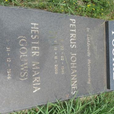 FOURIE Petrus Johannes 1945-2008 &amp; Hester Maria GOUWS 1946-