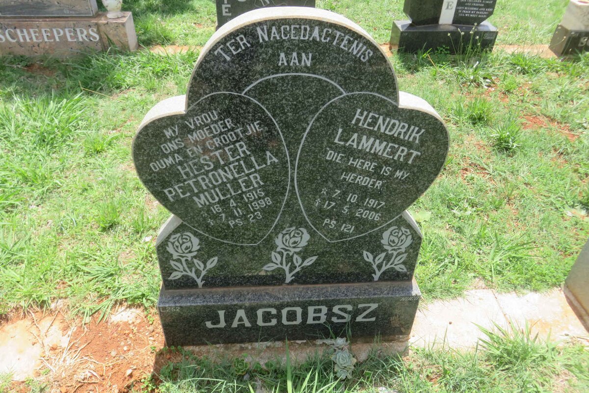 JACOBSZ Hendrik Lammert 1917-2006 &amp; Hester Petronella MULLER 1915-1998