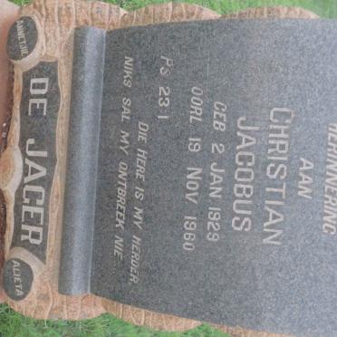 JAGER Christian Jacobus, de 1929-1960