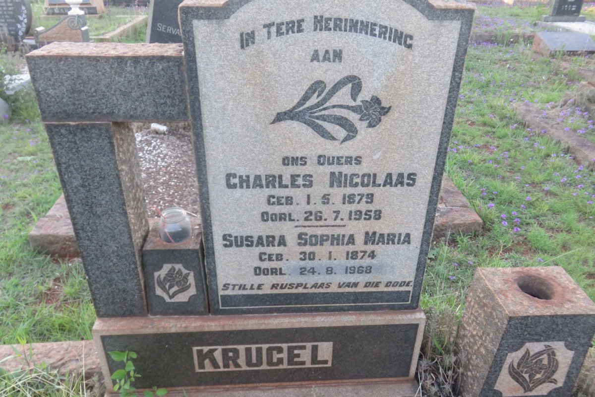 KRUGEL Charles Nicolaas 1879-1958 &amp; Susara Sophia Maria 1874-1968