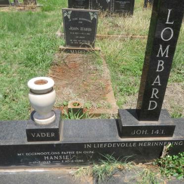 LOMBARD Hansie 1923-1986 &amp; Hester 1928-