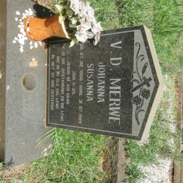 MERWE Johanna Susanna, v.d. 1906-1989
