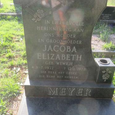 MEYER Jacoba Elizabeth nee WEWEJE 1922-1978