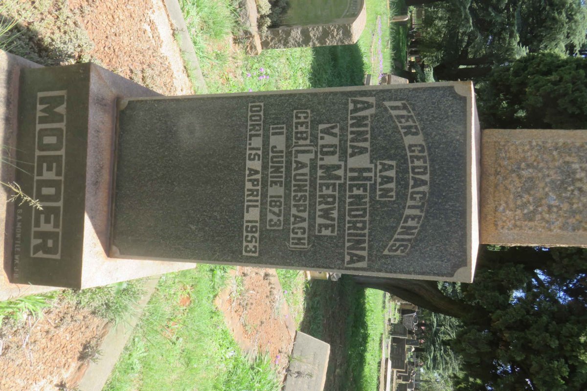 MERWE Sarel Johannes, v.d. 1871-1940 &amp; Anna Hendrina LAUNSPACH 1873-1953