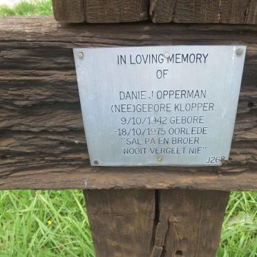 OPPERMAN Danie J. nee KLOPPER 1942-1975