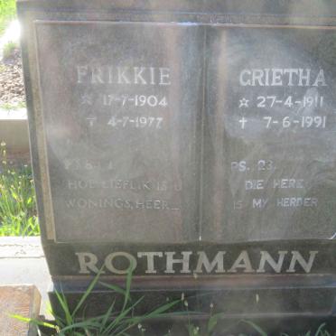 ROTHMANN Frikkie 1904-1977 &amp; Grietha 1911-1991