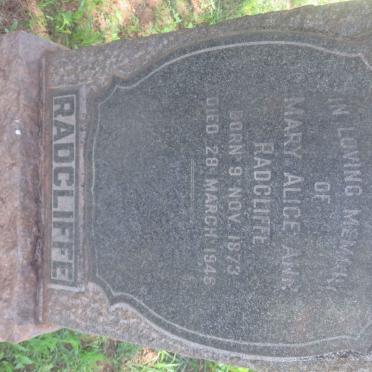 RADCLIFFE Mary Alice Ann 1873-1946