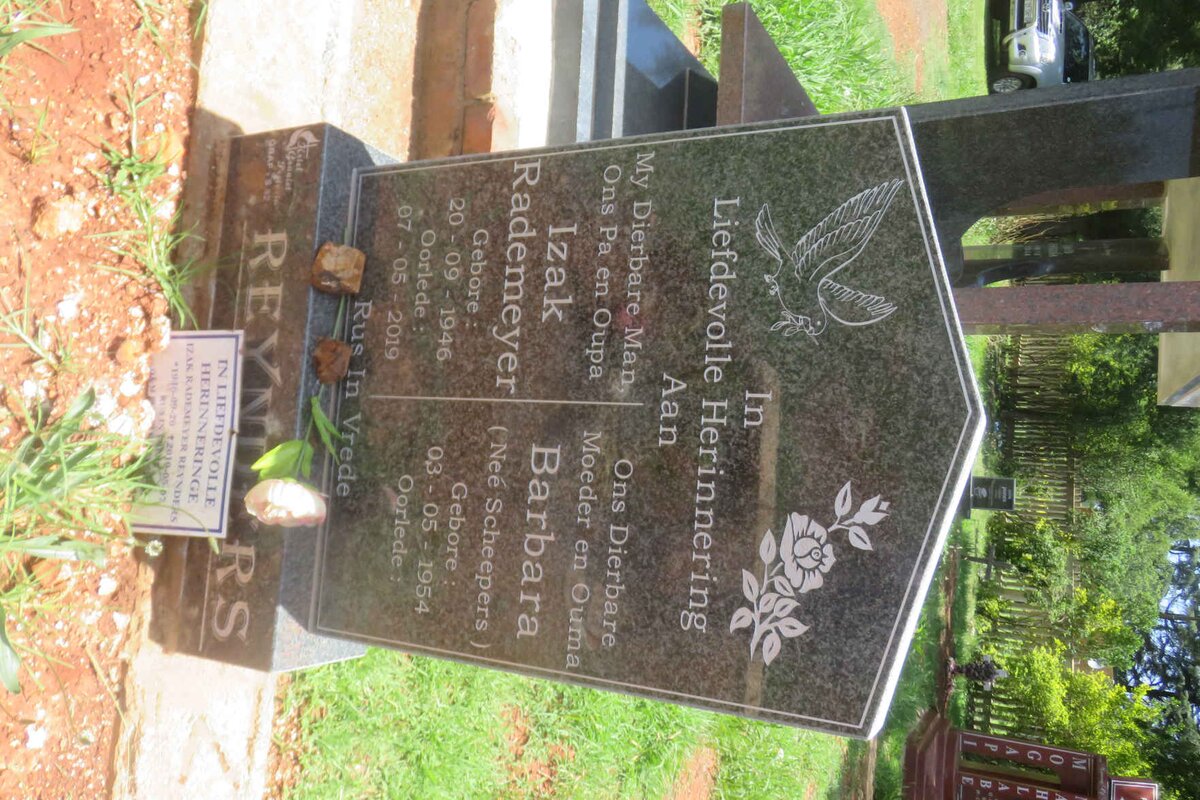 REYNDERS Izak Rademeyer 1946-2019 &amp; Barbara SCHEEPERS 1954-
