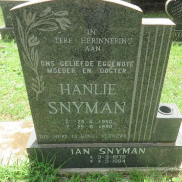 SNYMAN Hanlie 1950-1990 :: SNYMAN Ian 1976-1994