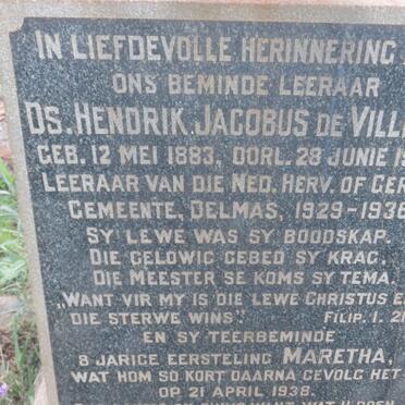 VILLIERS Hendrik Jacobus, de 1883-1936 :: DE VILLIERS Maretha -1938