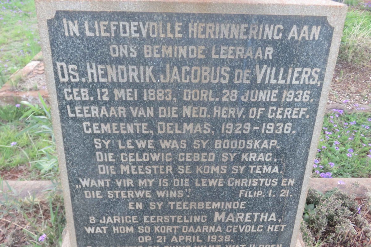 VILLIERS Hendrik Jacobus, de 1883-1936 :: DE VILLIERS Maretha -1938