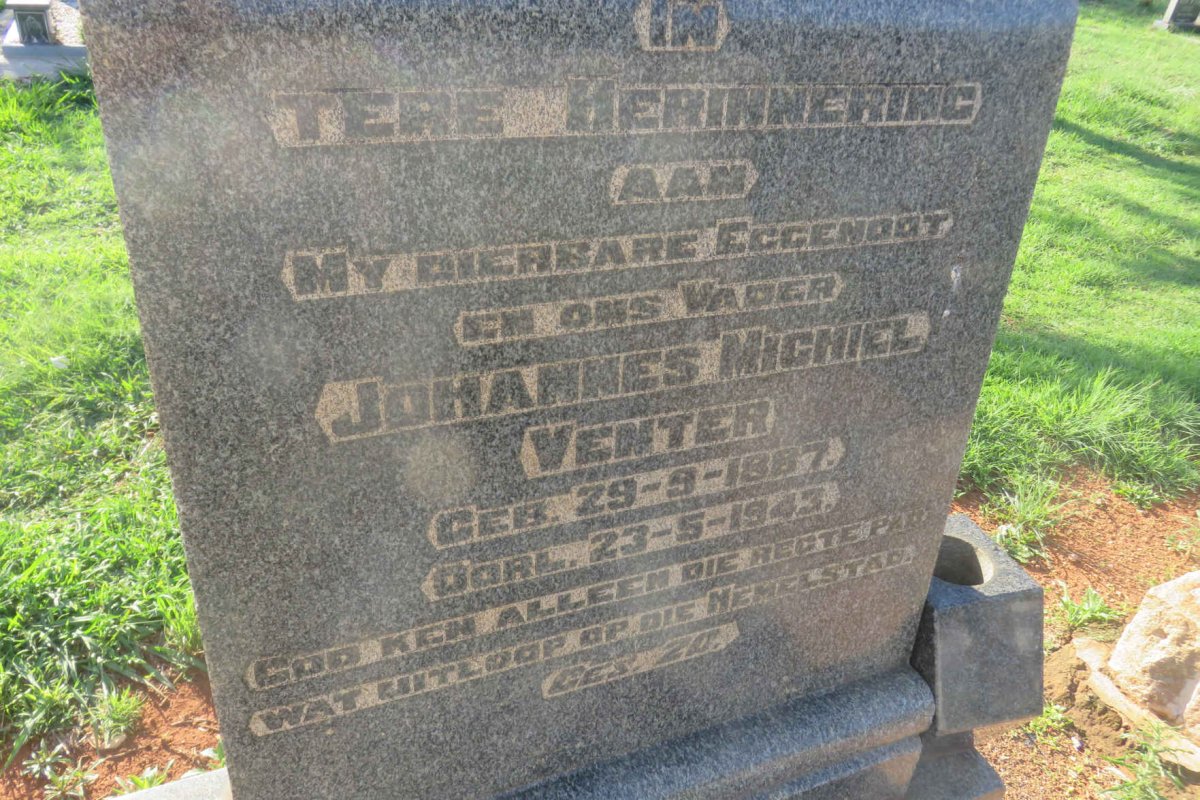 VENTER Johannes Michiel 1887-1943