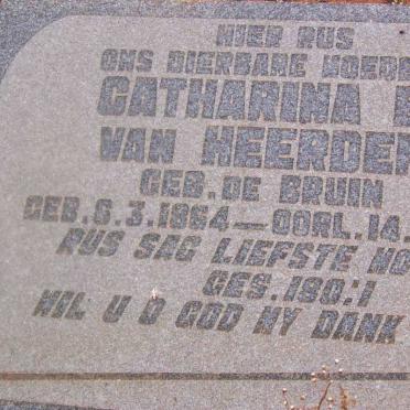 HEERDEN Catharina E., van nee DE BRUIN 1864-1957
