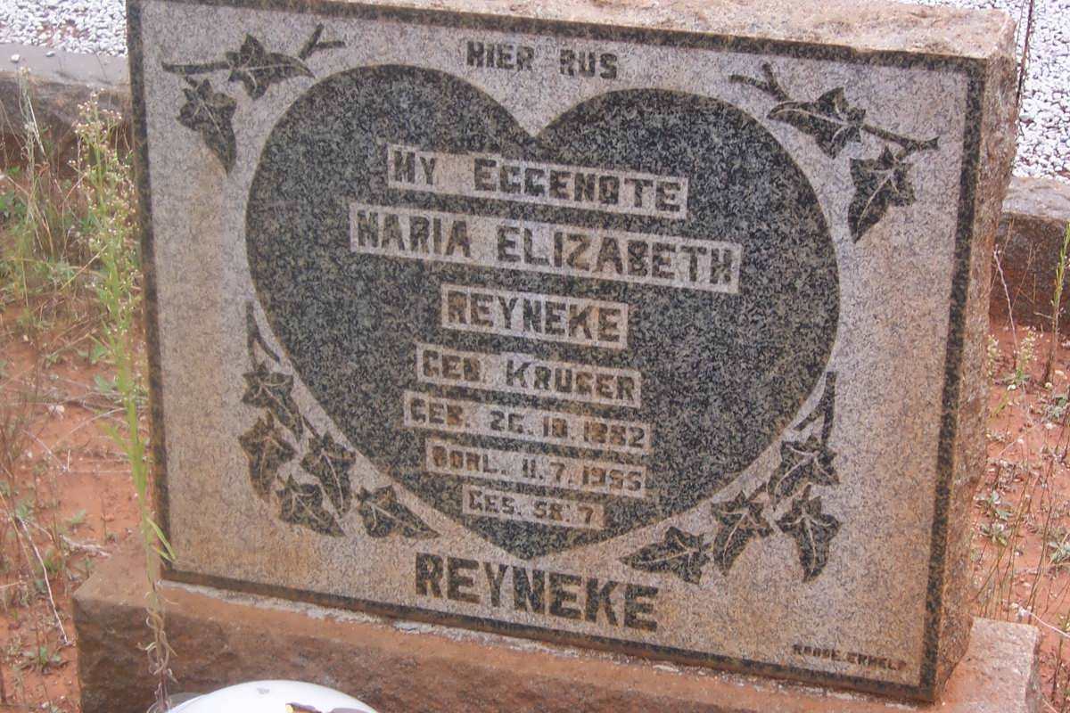 REYNEKE Maria Elizabeth nee KRUGER 1882-1955