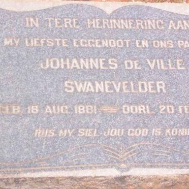 SWANEVELDER Johannes de Ville 1881-1953