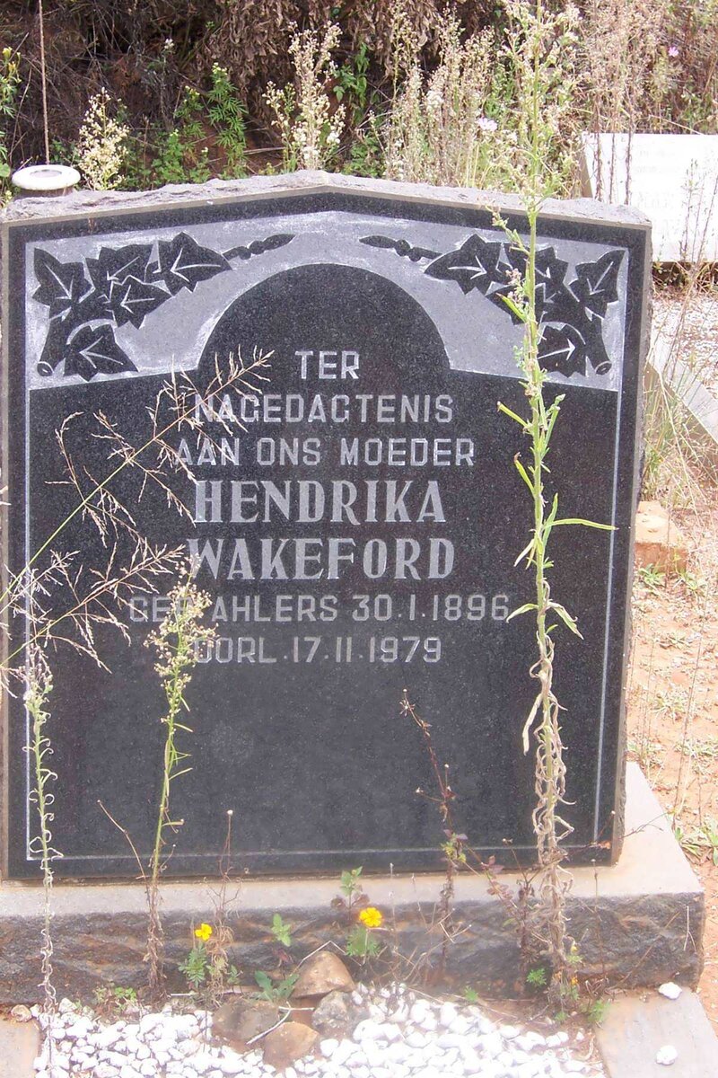 WAKEFORD Hendrika nee AHLERS 1896-1979