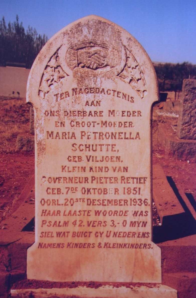 SCHUTTE Maria Petronella nee VILJOEN 1851-1936