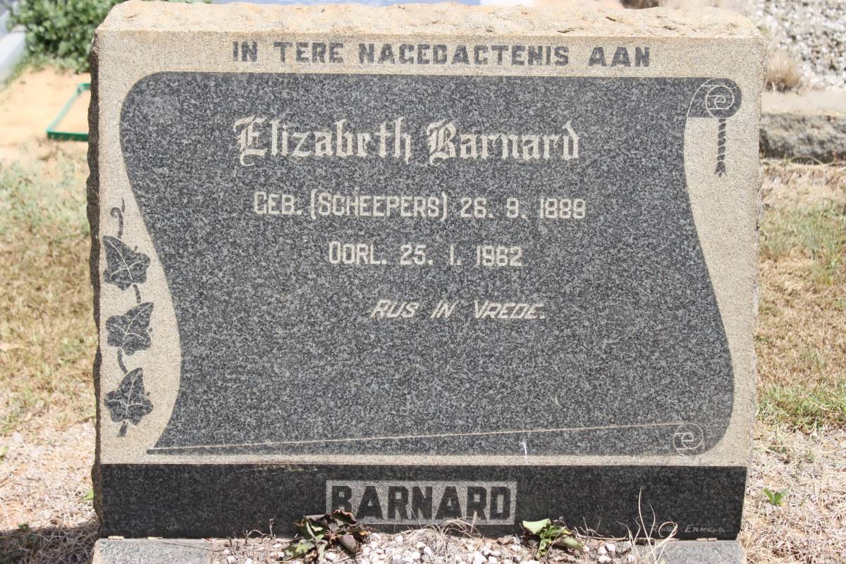 BARNARD Elizabeth geb SCHEEPERS 1889-1962