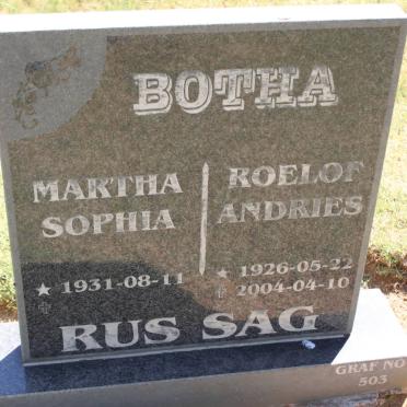 BOTHA Roelof Andries 1926-2004 &amp; Martha Sophia 1931-