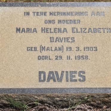 DAVIES Maria Helena Elizabeth geb MALAN 1903-1958