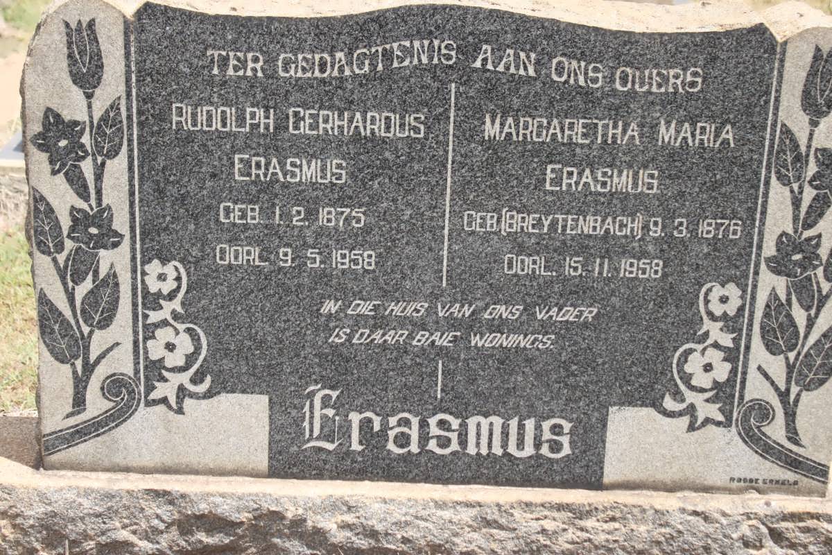 ERASMUS Rudolph Gerhardus 1875-1958 &amp; Margaretha Maria BREYTENBACH 1876-1958