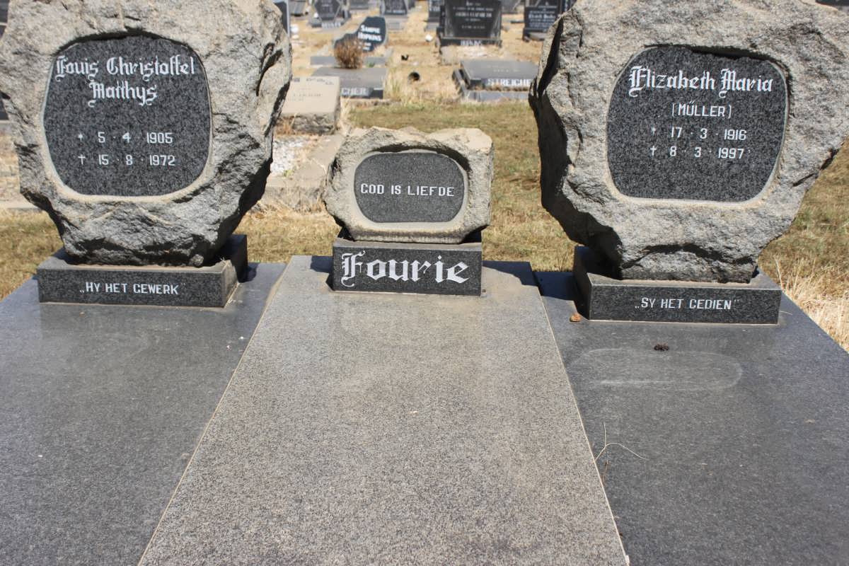 FOURIE Louis Christoffel Matthys 1903-1972 &amp; Elizabeth Maria MULLER 1916-1997