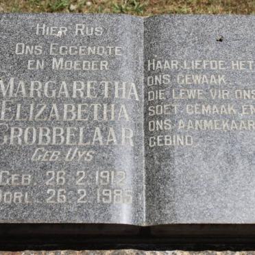GROBBELAAR Margaretha Elizabetha geb UYS 1912-1985