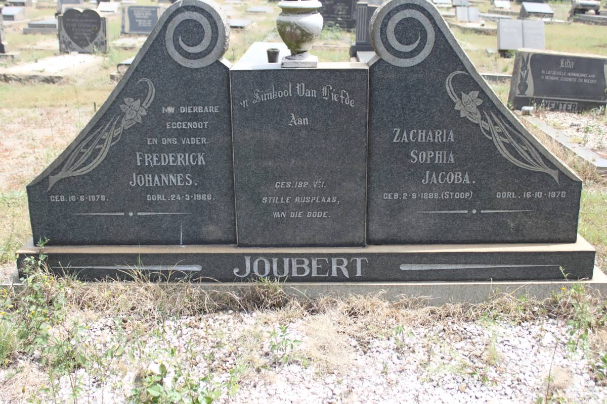 JOUBERT Frederick Johannes 1879-1966 &amp; Zacharia Sophia Jacoba STOOP 1888-1976