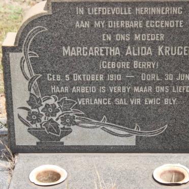 KRUGER Margaretha Alida nee BERRY 1910-1958