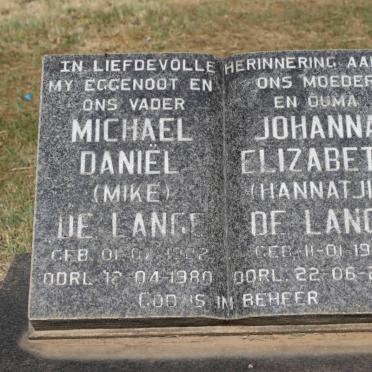 LANGE Michael Daniël, de 1922-1980 &amp; Johanna Elizabeth 1932-2002