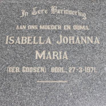 MENTZ Isabella Johanna Maria nee GOOSEN 1897-1970