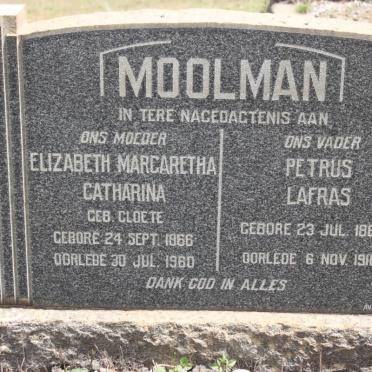 MOOLMAN Petrus Lafras 1864-1918 &amp; Elizabeth Margaretha Catharina CLOETE 1866-1960
