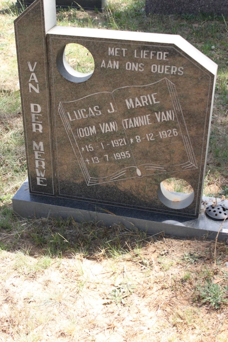 MERWE Lucas J., van der 1921-1995 &amp; Marie 1926-