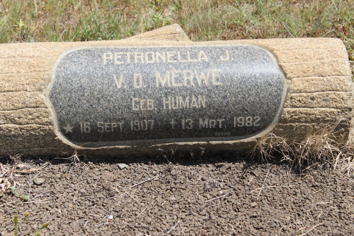 MERWE Petronella J., v.d. geb HUMAN 1907-1982