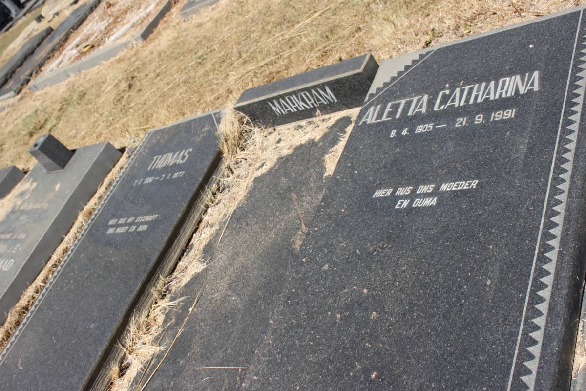 MARKRAM Thomas 1904-1973 &amp; Aletta Catharina 1905-1991