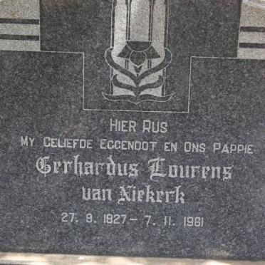 NIEKERK Gerhardus Lourens, van 1927-1961