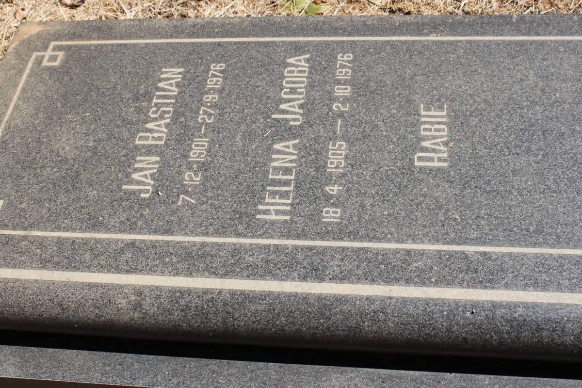 RABIE Jan Bastian 1901-1976 &amp; Helena Jacoba 1905-1976