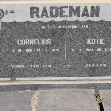 RADEMAN Cornelius 1921-1979 &amp; Kotie 1924-1987