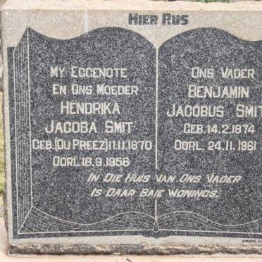 SMIT Jacobus 1874-1961 &amp; Hendrika Jacoba DU PREEZ 1870-1956