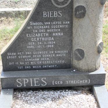 SPIES Elizabeth Anna Gertruida geb STREICHER 1924-1968